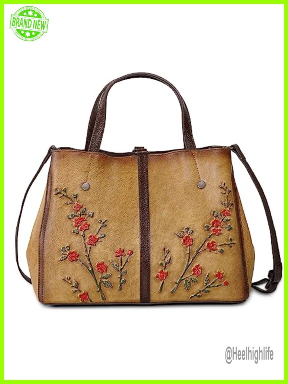 Genuine Leather Satchel Handmade Embossed Crossbody Top Handle Hobo Bag